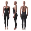 Mulheres Espaguete Strap Jumpsuits Roupas Verão Onesie Sexy Macacão Skinny Bodysuits Cor Sólida Uma peça Pants 5385