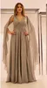 2021 Elegant Long Gray Mother of the Bride Dress Shawl Sleeves Appliques Chiffon Floor Length Women Formal Gowns Custom Size