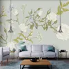 壁紙カスタム壁画壁紙北欧の手描き3D熱帯植物の花と鳥の背景リビングルーム