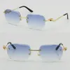 2021 Rimless Fashion Leopard Series Gold 18K Solglasögon Metal Körglasögon Högkvalitativ designer UV400 3 0 Tjocklek Frameless 213P