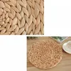 Ronde vorm Straw Mats Isolatie Cups Kommen Water Hyacinthoes Koffie Cup Mat Keuken Afvoer Pad Eettafel Decoratie BH5698 WHLY