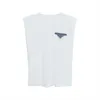 Mode Chic Tee Mouwloze Schouder Pad Katoen T-shirt Zomer Triangle Pocket Dames Top Streetwear 210608