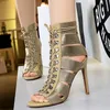 Roman Style Women Pumps Cross Straps High Heels Sexy Stiletto Party Shoes Hollow Women Sandals Boots Plus Size 43