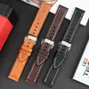 Bande de montre 20mm 22mm 24mm de montre en cuir véritable bracelet de la boucle de papillon pour Samsung Huawei Panerai Montre Bracelet Bracelet H0915