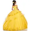 Gorgeous Quinceanera Dresses Yellow/Blue Color Sexy Off the Shoulder Ball Gown Tiered Appliques Bead Formal 16 Year Party