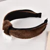 Fashion Warm Plush Hairband Hair Sticks Winter Center Knot Headbands Headwear Solid Color Casual Adult Hair Accessories