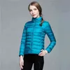 Vit Duck Down Jacket Women 8x Solid Ultralight Tunna Stand Collar Hooded Fashion Slim Höst och Vinter Casual Basic Portabcoat 211130