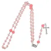 Pendant Necklaces 2pcs Trendy 8mm Glass Imitation Pearl Bead Holy Rosaries Necklace With Rose Flower Silver Lourdes Center Rosary Jewe4277447