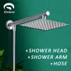 Shinesia Chrome Ultrathin Square 8"10"12" Shower Head + Shower Arm + 150cm Srainless Steel Shower Hose Wall Mounted for Bathroom H1209