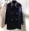 Lana da donna Miscele da donna Stile francese Moda invernale Cappotto di lana con diamanti Donna Lavoro pesante Piccolo profumo Doppio petto