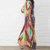 Plus Storlek Boho Beach Maxi Drwomen Beachwear Sarong V Neck Bikini Lång Drbeach Tunic Robe de Plage 2021 Sommarklänning X0621