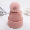 Kapaklar Şapka Sevimli Ponpom Bebek Şapka Beanie Kış Yumuşak Sıcak Örme Erkek Kız Katı Renk Bebek Yürüyor Kap Kürk Faux Top Bonnet Çocuklar