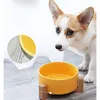 Ceramic with Bamboo Stand Cat Pet Drinking Bowl Container and Dog Feeding Supplies