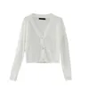 Womengaga Fransk Mohair Stickad Pullover Höst och Winter V-Neck Sweater Tops Short Navel Full Sleeve Top FTGR 210603