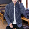 ジッパーカーディガンセーター男性ファッション韓国風の男性服スリムメンズセーター長袖ニットカーディガンズ特大210601