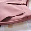 Women's suits autumn women's temperament double-breasted pink large size suit jacket casual feet pants set two-piece 210527