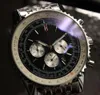 Strap 46MM Quartz Watch Watch Mens New Silver 316L Chronograph Steel Mens Sapphire Solid Dial Black Sports Strap Dkthh