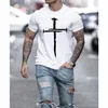 Men039s camisetas verão casual impressão 3d camiseta jesus cruz manga curta oversized em torno do pescoço streetwear collocation3129894