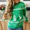 men Sweaters Long Sleeve Christmas Sweater Xmas Deer Striped Printed Office Ladies Jumper Winter Pullover