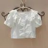 子供の服夏の白いブラウス10代学校の女の子Rufpleスリーブトップコットン幼児子供8~12 210622
