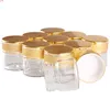 24 stycken 10 ml 30 * 30mm glasflaskor med gyllene frostat kepsar transparent parfymflaska Spice Jarsgood Qty