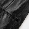 Nerazzurri vår svart reflekterande tryck läder blazer jacka för kvinnor långärmad mjuk faux läder blazer 211118