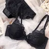 Wrifred tredimensionell spets underwire underkläder sätter tunna sektion stora bröst sexiga bralette top-up sweet girl underkläder set x0526