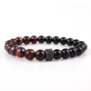 Micro Pave de luxe Couronne Charm Roue Naturelle Red Tiger Tiger Eye Pierre Bead Strands Bracelets pour gros