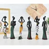 3 adet Heykeli Heykel Afrika Kadın Figürü Kız S Reçine Figürinler Ulusal Stil Masa Dekorasyonu 210924