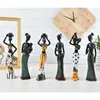 3PCS Statue Sculpture African Female Figure Girl s Resin Figurines National Style Table Decor 210924