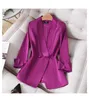 Summer autumn Women Pant Two-piece Suit purple Blazer Jacket and Pants suit Office Wear Ladies Suits Female Sets size S-4XL 211007