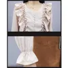 Vintage V-neck Flare Sleeve Chiffon Blouse Women Shirt Autumn Elegant Front Buttons Ruffles Female Blouse Blusas Mujer 10911 210528