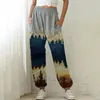 الأزياء sweatpants المرأة الجبلية treetop المطبوعة فضفاض جيب الرياضة الركض تشغيل عالية الخصر السراويل الرياضية السراويل # 35 capris