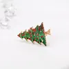 Pins, broches donia jóias de natal liga vermelho strass verde esmalte árvore broche casaco chapéu saco acessórios