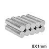 Vente en gros - En stock 100pcs Aimants ronds forts NdFeB Dia 8x1mm N35 Rare Earth Neodymium Permanent Craft / DIY Magnet