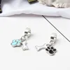 Convient aux bracelets Pandora 20pcs Patte de chien Patte d'impression Porte-clés Enamel Pendentif Pendentif Charms Perles Perles De Charmes Silver Pour Femmes Collier européen Collier bijoux