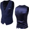Mäns Navy Blue Dress Suit Vest Waistcoat Slim Fit V Neck Tuxedo Men Formell Business Smart Casual Gilet Homme 6XL 210923