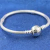 925 Sterling Silver Moments Härlig Miky Cz Clasp Snake Chain Armband Passar för europeiska Pandora Armband Charms och Pärlor