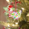 Juldekorationer Trä Scarf Chicken Pendants Xmas Tree Ornaments Hem Hängande Inredning för Navidad 2021