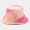 Summer Bucket Hats Personality Adult Tie-dye Print Two-sided Foldable Sun Hat Trend Comfortable Fisherman Cap Wide Brim