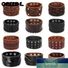 Obsede Wide Genuine Leather Bracelet for Men Brown Cuff Bracelets Bangle Wristband Vintage Punk Male Jewelry Gift Factory Price Expert Design Quality