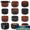 Obsede Fashion Wide Genuine Läder Armband för Män Brun Wide Manschett Bracelets Bangle Armband Vintage Punk Male Smycken Present Fabrikspris Expert Design Kvalitet