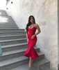 Hochwertige Mode-reizvolle rote Meerjungfrau-Abschlussball-Kleider Schatz-Tee-Längen-Partei-Kleider Mädchen-Abendkleid-formales Cocktailkleid nach Maß Vestidos