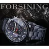 Forsining 2021 3 cadran calendrier multifonction militaire lumineux main hommes mécanique Sport automatique montre-bracelet haut marque de luxe