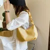 Moda verano PU de cuero mango bolsa mujeres plisada nube axila All-Match Hombro Pequeños bolsos Totes Cross Body