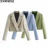 XNWMNZ Za 2 pièces ensemble mode bureau recadrée Blazers vestes et haute Wasit Mini jupes côté fendu fourche 210930