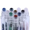 10ML Natural Semiprecious Stones ssential bottle Oil Gemstone Roller Ball Bottles Clear Glass Healing Crystal Chips