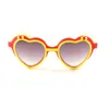 Enfants taille belle forme de coeur Double cadre lunettes de soleil filles mignonnes lunettes avec lentille de Protection UV400 en gros