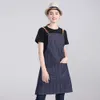 Tabliers de cuisine Femmes Café Boulangerie Barbier Cuisinier Chef Unisexe Imperméable Denim Bbq De Protection Résistant À L'usure 210629