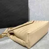 10A Fashion Borsa a busta trapuntata a catena di alta qualità borsa a tracolla da donna beige con numero di serie in pelle di vitello di grandi dimensioni genuine1th